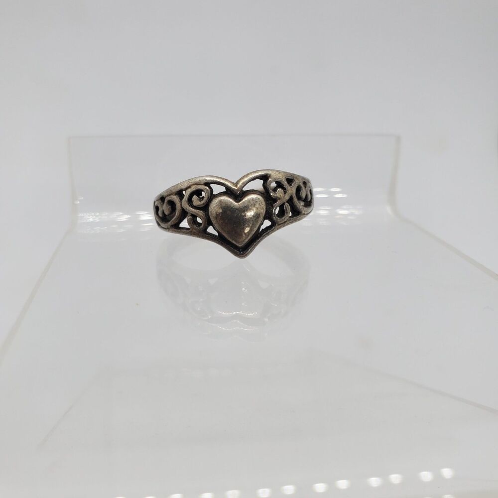 Sterling Silver Size 8.5 Heart Ring 925
